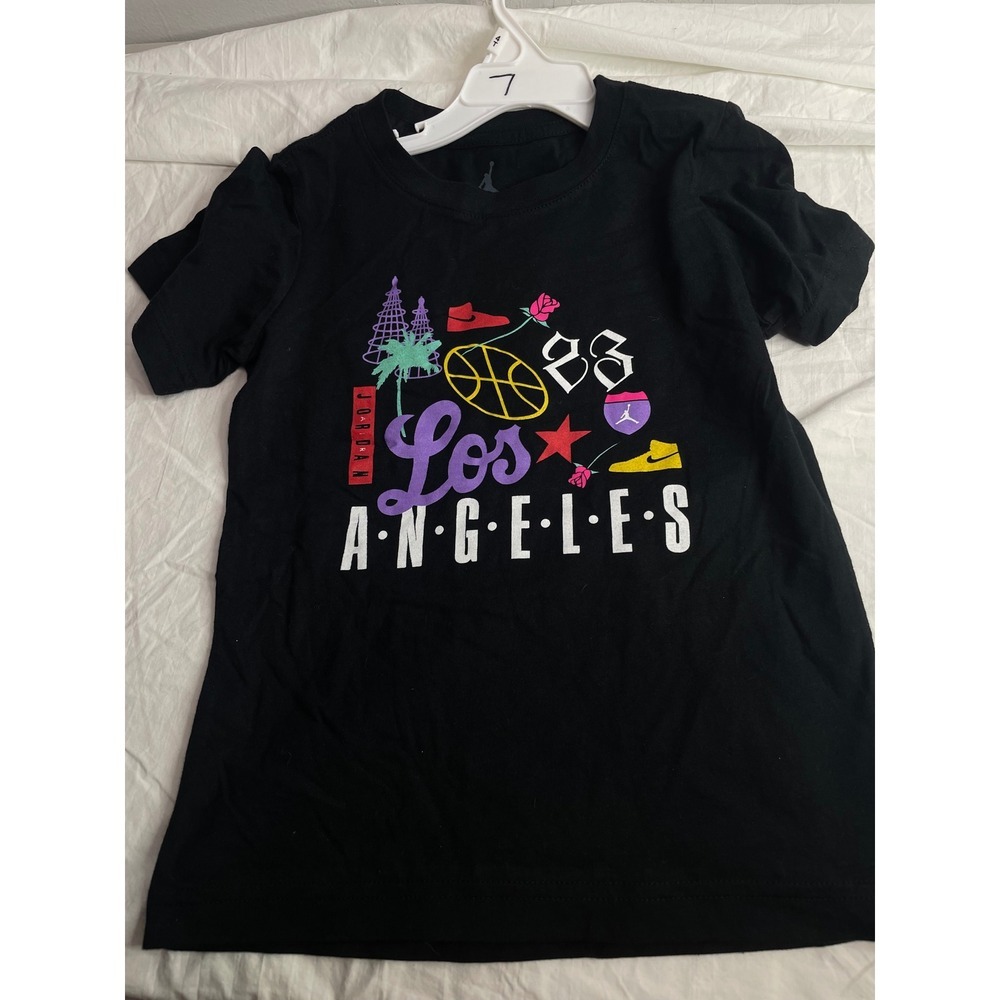 Kids Jordan Black Los Angeles Graphic T Shirt Size 7